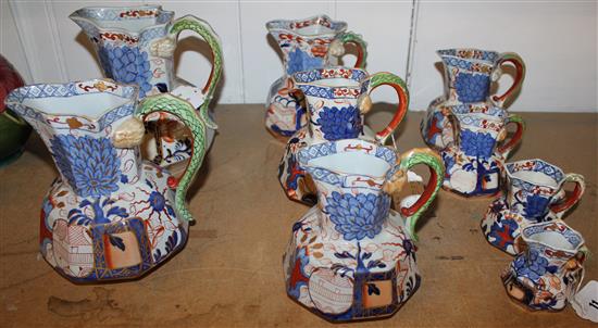 Victorian graduated set of nine mostly Davenport and other Stoneware jugs